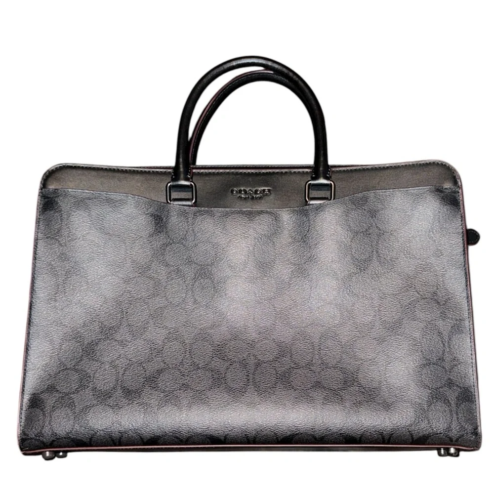 💼 COACH Unisex Structured Brief Signature Logo Calf Leather Bag - Picture 11 of 16